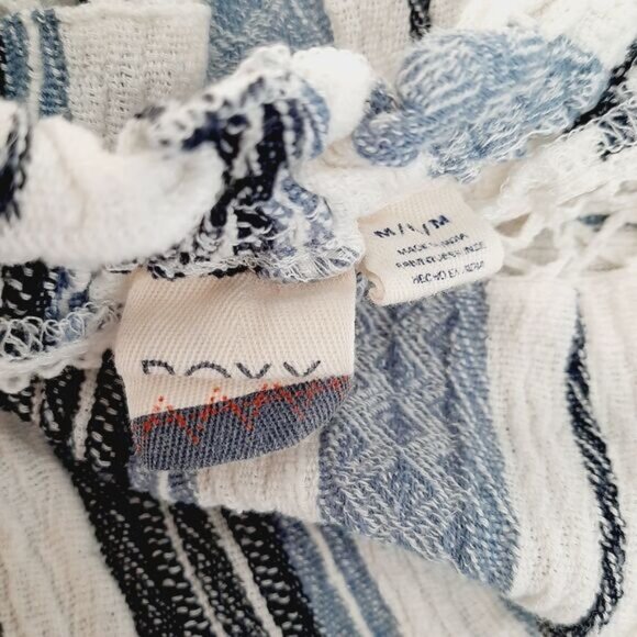 ROXY Anthem 100% Cotton Off-Shoulder Romper Blue Stripe Pattern Sz M - Picture 10 of 13